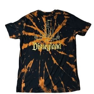 Disneyland Cinderella Castle Custom Reverse Tie-Dye Gold Graphic‎ Tee